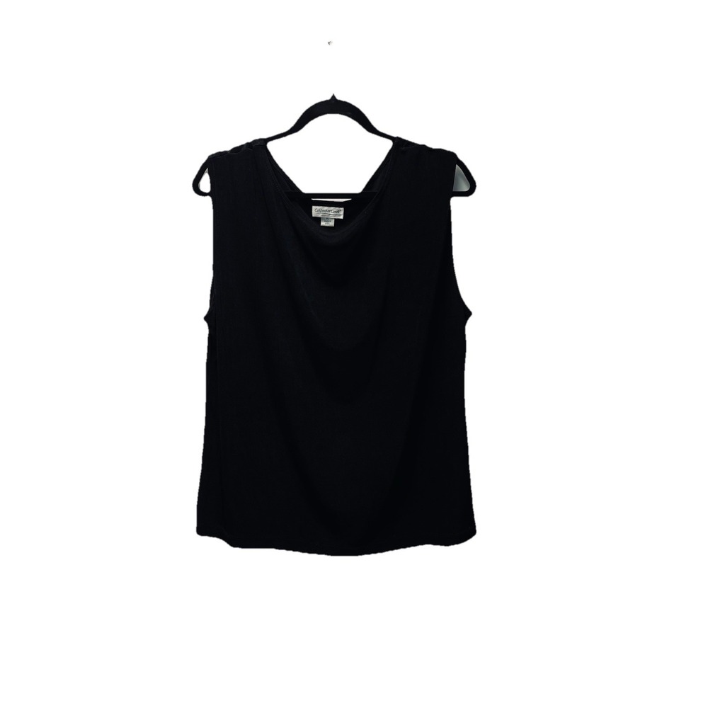 Coldwater Creek XL Black Shell Top Slinky Travel Wear Layering Boxy Casual 90s